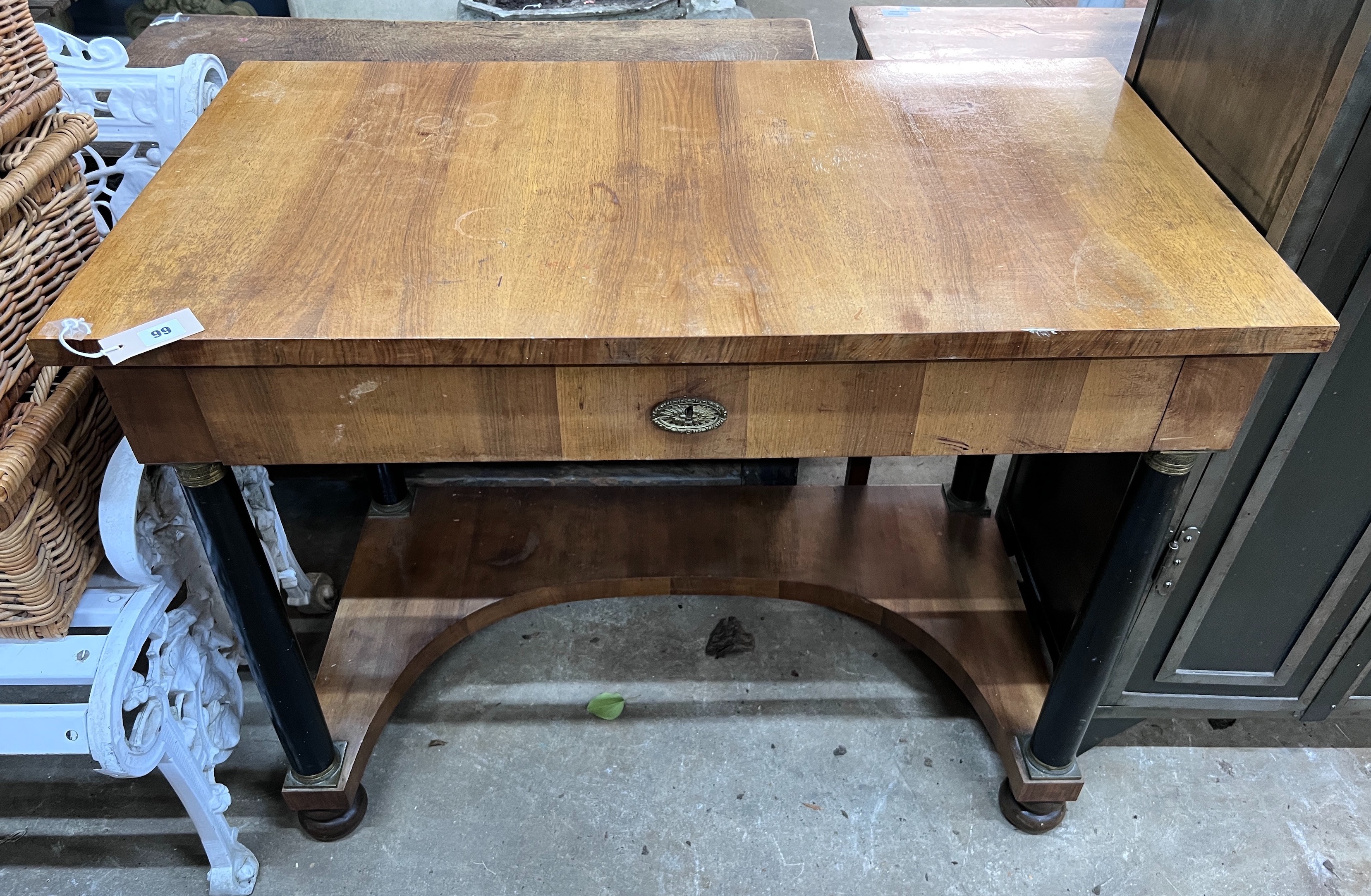 A Biedermeier style mahogany console table, width 104cm, depth 58cm, height 80cm *Please note the sale commences at 9am.